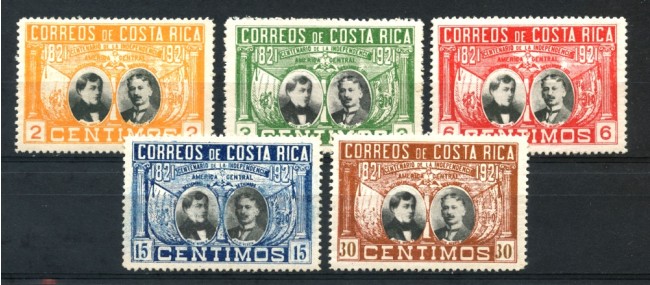 1921 - COSTA RICA - MORA E ACOSTA 5v. - NUOVI - LOTTO/25702