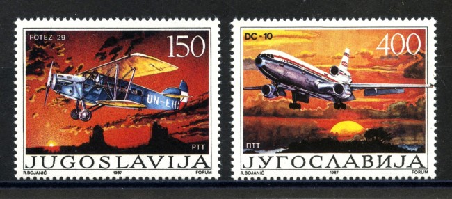 1987 - JUGOSLAVIA - AVIAZIONE CIVILE 2v. - NUOVI - LOTTO/38406
