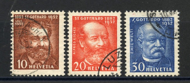 1932 - SVIZZERA - LOTTO/39349 - TRAFORO DEL GOTTARDO  3v. - USATI