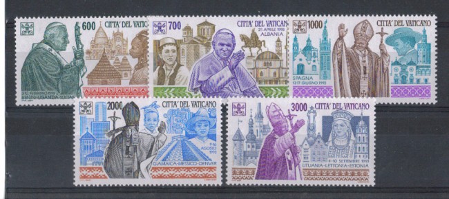1994 - LOTTO/5775 - VATICANO - VIAGGI G. PAOLO II° 5v.