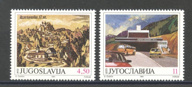 1991 - JUGOSLAVIA - LOTTO/38569 - TUNNEL DI KARAWANKEN - 2v. - NUOVI