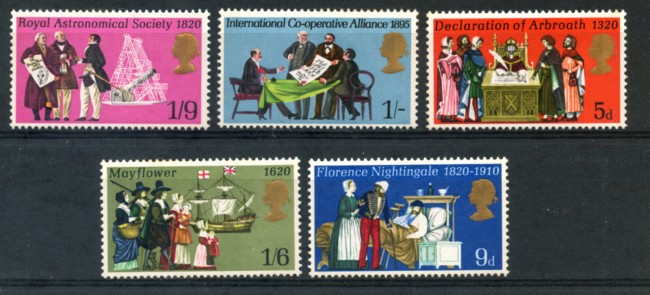 1970 - LOTTO/24026 - GRAN BRETAGNA - ANNIVERSARI 5v. - NUOVI
