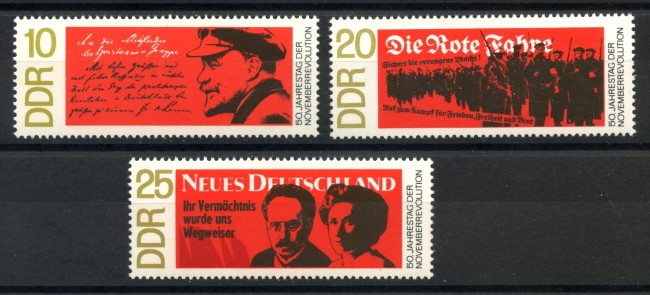 1968 - GERMANIA DDR - CINQUANTENARIO RIVOLUZIONE  3v. - NUOVI - LOTTO/36296