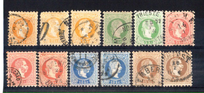1867/74 - LOTTO/11184 - AUSTRIA - EFFIGIE DELL'IMPERATORE FRACESCO GIUSEPPE 10v. - USATI