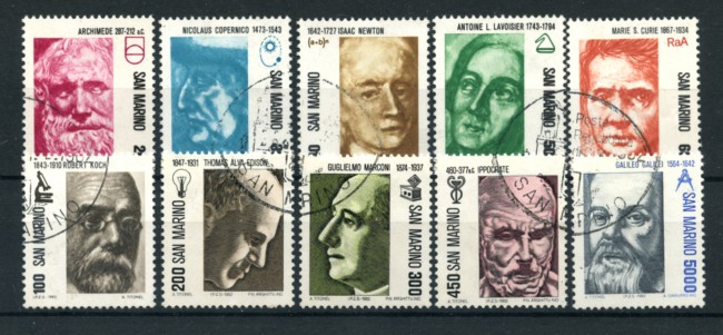 1982 - LOTTO/17584 - SAN MARINO - SCIENZIATI 10v. - USATI