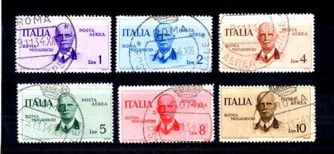 1934 - LOTTO/11393 - REGNO - VOLO ROMA MOGADISCIO 6v. USATI