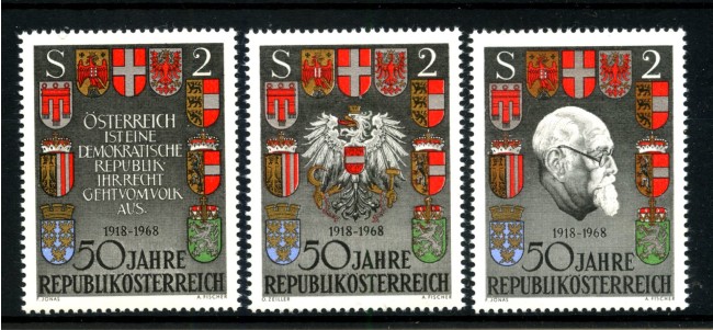 1968 - AUSTRIA - LOTTO/42561 - CINQUANTENARIO REPUBBLICA  3v. - NUOVI