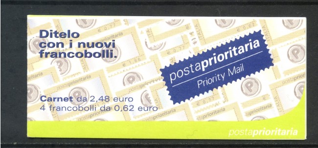 2002 - REPUBBLICA - 0,62 EURO POSTA PRIORITARIA - LIBRETTO NUOVO - LOTTO/25647
