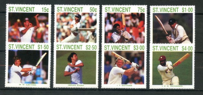 1988 - ST.VINCENT - LOTTO/19698 - GIOCATORI DI CRICKET 8v. - NUOVI