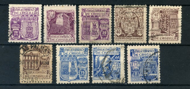 1944 - LOTTO/20543 - SPAGNA - MILLENARIO DI CASTIGLIA 9v. - USATI