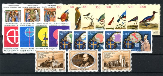 1989 - VATICANO - LOTTO/42996 - ANNATA COMPLETA 23v. + 1 FOGLIETTO - NUOVI