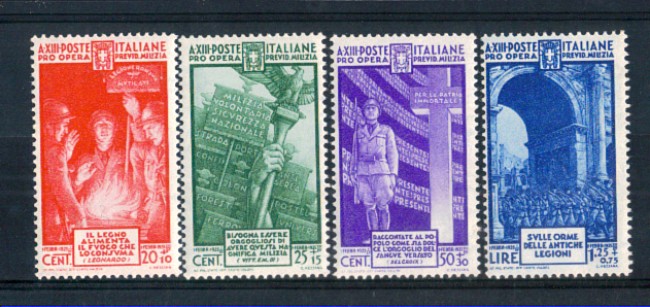 1935 - LOTTO/REG383CPL - REGNO - PRO MILIZIA  4v. - LING.