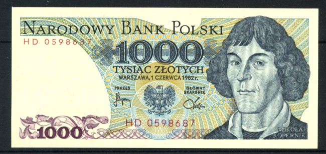 1982 - POLONIA - LOTTO/39493 - 1000 ZLOTYCH  COPERNICO