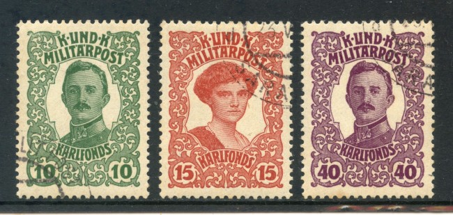1918 - BOSNIA ERZEGOVINA - PRO BENEFICENZA 3v. - USATI - LOTTO/14623