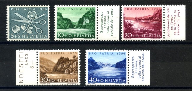 1956 - LOTTO/39425 - SVIZZERA - PRO PATRIA 5v. - NUOVI
