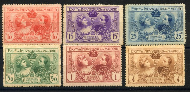 1907 - SPAGNA - LOTTO/39481- ESPOSIZIONE DI  MADRID - 6v. - LINGUELLATI