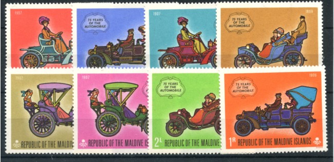 1970 - MALDIVE - LOTTO/19853 -  75° ANNIV. AUTOMOBILE 8v. - NUOVI