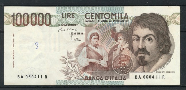 1983 - REPUBBLICA - LOTTO/47907 - 100.000 LIRE CARAVAGGIO