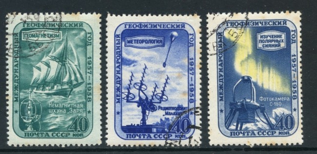 1958 - RUSSIA - ANNO GEOFISICO 3v. - USATI - LOTTO/26888
