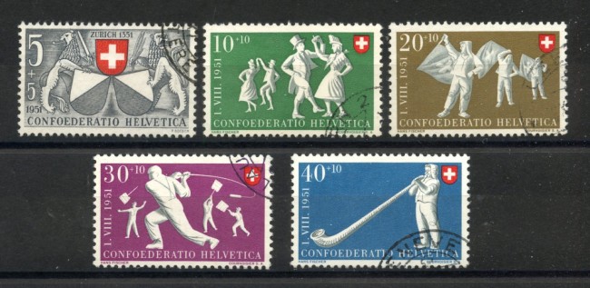 1951 - SVIZZERA - LOTTO/41704 - PRO PATRIA 5v. - USATI