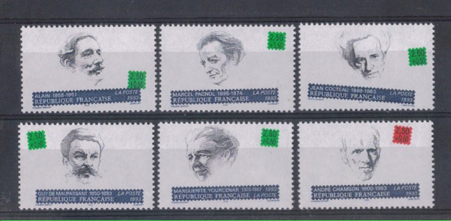 1993 - LOTTO/FRA2799CPN - FRANCIA - SCRITTORI FRANCESI 6v. NUOVI