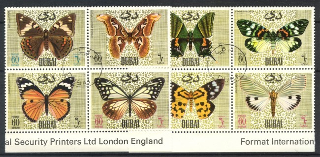 EMIRATI ARABI - DUBAI - FARFALLE 8v. - USATI - LOTTO/32153
