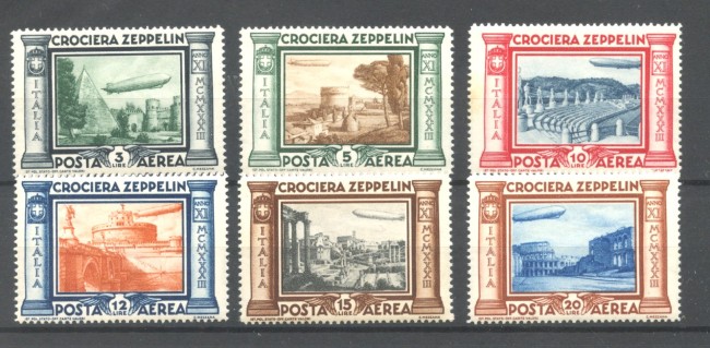 1933 - REGNO - LOTTO/48518 - POSTA AEREA CROCIERA ZEPPELIN 6v. NUOVI