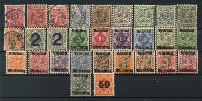 1881/1923 - GERMANIA WURTTEMBERG - LOTTO/47922 - 29 FRANCOBOLLI NUOVI E USATI