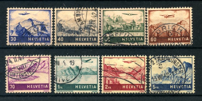 1941 - LOTTO/23158 - SVIZZERA - POSTA AEREA - VEDUTE 8v. - USATI