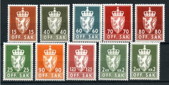 1973/74 - NORVEGIA - SERVIZIO 10 VALORI DIFFERENTI - NUOVI - LOTTO/28389