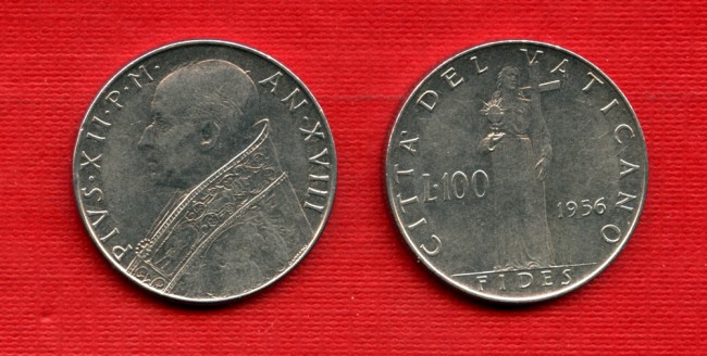 1956 - LOTTO/M23915 - VATICANO - 100 LIRE PIO XII°