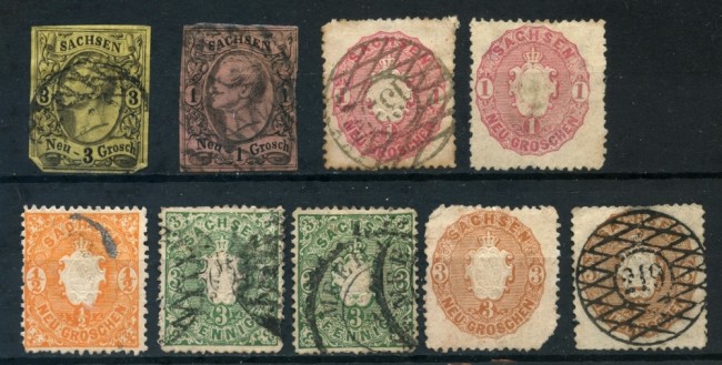 1855/1863 -   SASSONIA - 9v. - USATI - LOTTO/26967