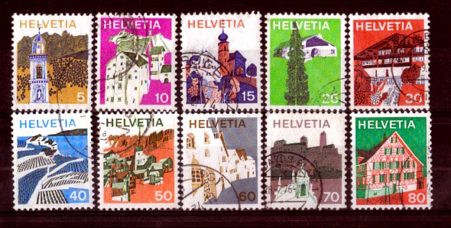 1973 - LOTTO/SVI942CPU - SVIZZERA - PAESAGGI 10v. - USATI