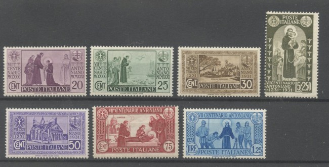 1931 - REGNO - LOTTO/48515 - CENTENARIO DI S. ANTONIO 7v. - NUOVI