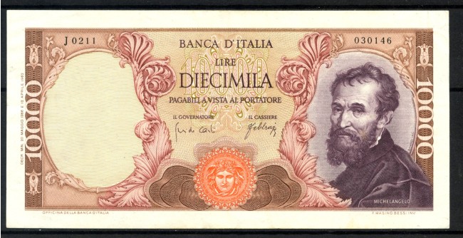 1966 - REPUBBLICA - LOTTO/38466 - 10.000 LIRE MICHELANGELO