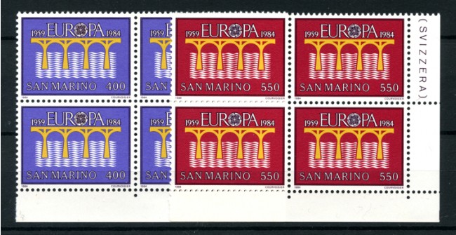 1984 - SAN MARINO - EUROPA  2 VALORI - QUARTINE NUOVI - LOTTO/8043Q