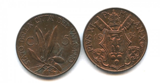 1931 - LOTTO/M14655 - VATICANO - PIO XI°  5 CENTESIMI