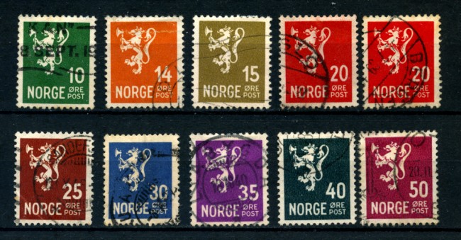 1941 - LOTTO/20533 - NORVEGIA - LEONE RAMPANTE 10v. - USATI