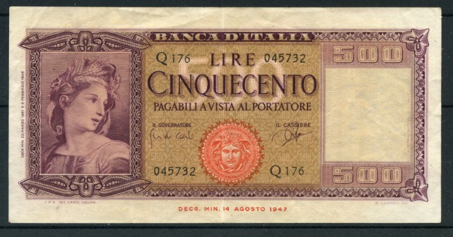 1961 - REPUBBLICA - LOTTO/24472 - 500 LIRE  ITALIA ORNATA DI SPIGHE