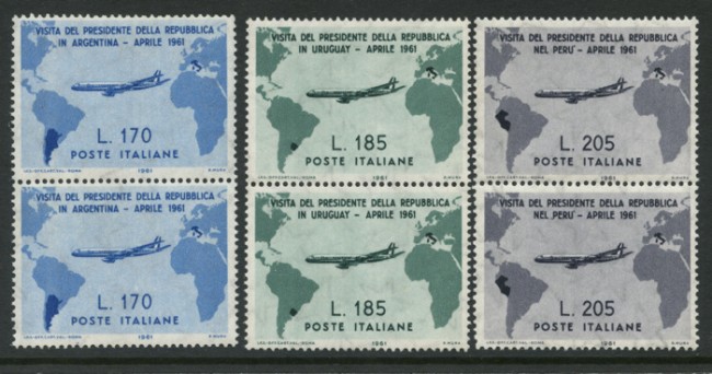 1961 - LOTTO/6385A - REPUBBLICA - VISITA GRONCHI 3v. - COPPIE NUOVI
