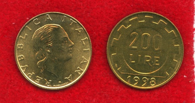 1998 - REPUBBLICA - 200 LIRE LAVORO - FIOR DI CONIO - LOTTO/M29164