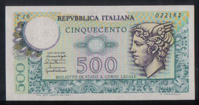 CM/7 REPUBBLICA ITALIANA - 500 LIRE MERCURIO
