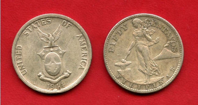 1944 - PHILIPPINE - LOTTO/M39842 - 50 CENTAVOS ARGENTO