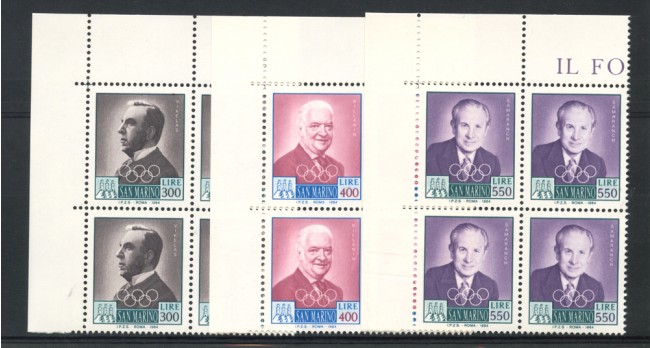 1984 - LOTTO/8042Q - SAN MARINO - COMITATO OLIMPICO 3v. QUARTINE - NUOVI