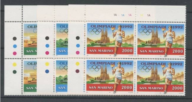 1991 - LOTTO/8114Q - SAN MARINO - PREOLIMPICA BARCELLONA - QUARTINE NUOVI