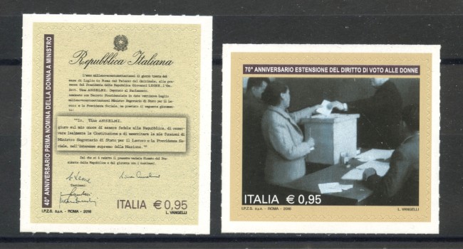 2016 - REPUBBLICA - DIRITTO DI VOTO ALLE DONNE  2v. - NUOVI - LOTTO/36953