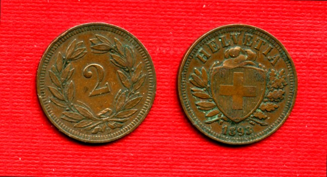 1893 - LOTTO/M22487 - SVIZZERA - 2 RAPPEN