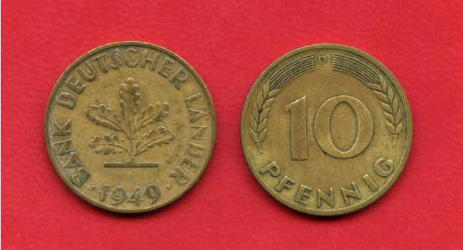 1949 D - GERMANIA FEDERALE - 10 PFENNIG - LOTTO/M28182