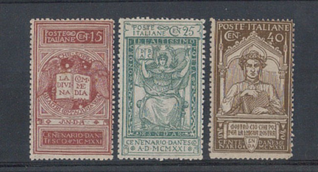 1921 - LOTTO/REG118CPN - REGNO - DANTE ALIGHIERI 3v. - NUOVI