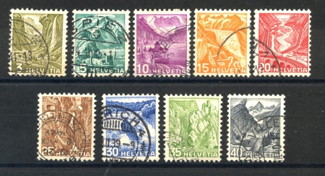 1936 - SVIZZERA - LOTTO/39357A - VEDUTE 9v. - USATI